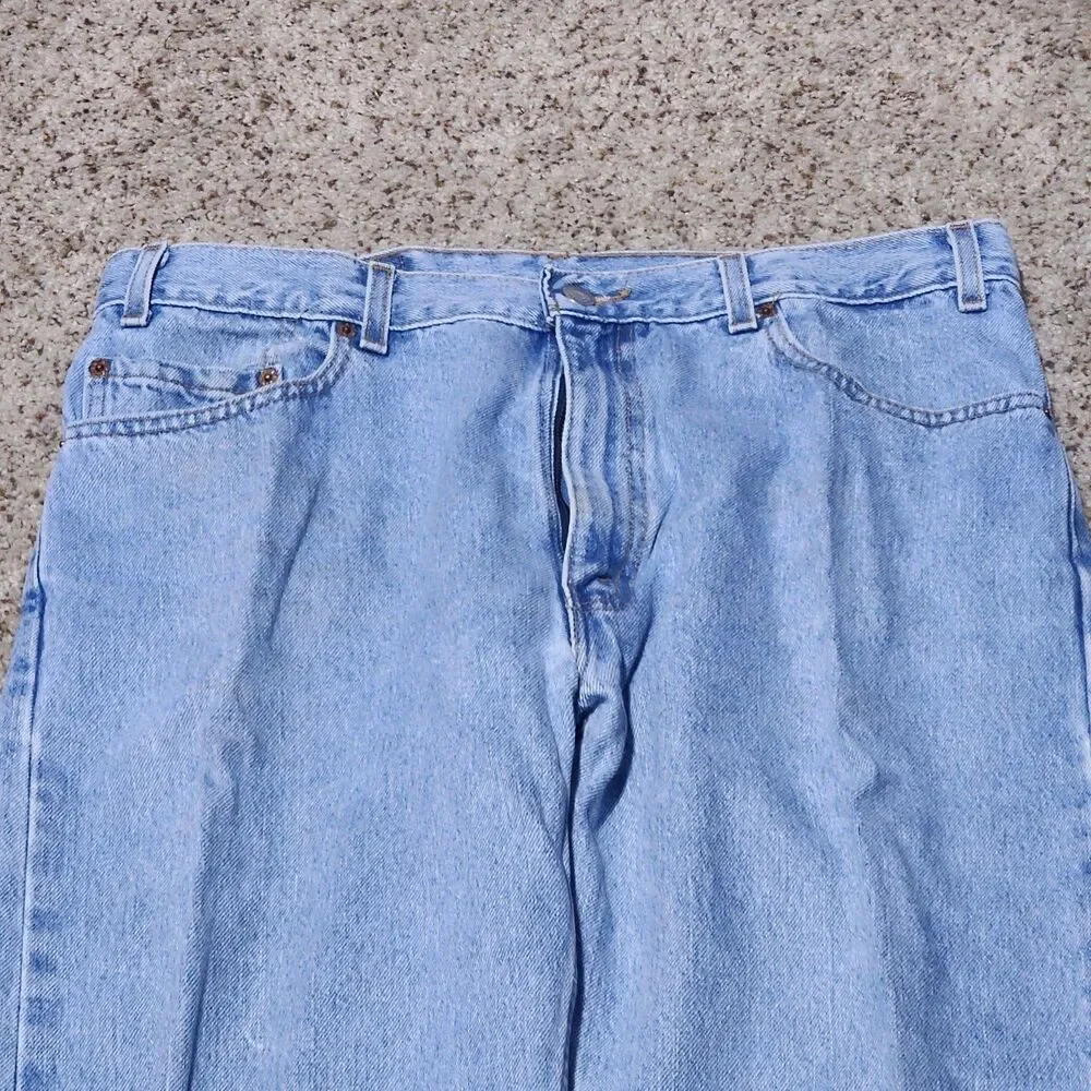 Vint Levi's 505 Light Wash Denim Jeans, Men's 36x34 Relaxed Fit Distressed
